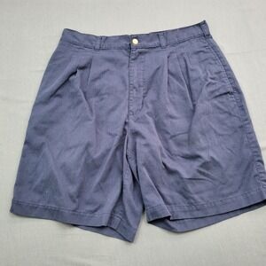 Bugle Boy Shorts Mens Size 34 High Rise Chino 7.5" Inseam Zip Pleated Twill Blue